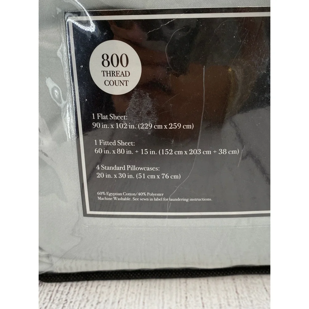 Hudson Hotel Sheet Set Queen Sage Gray 800TC Egyptian Cotton Blend Neutral